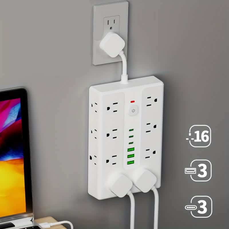 22-in-1 Multi-Functional Power Strip – 16 Sockets, 3 USB-A & 3 USB-C