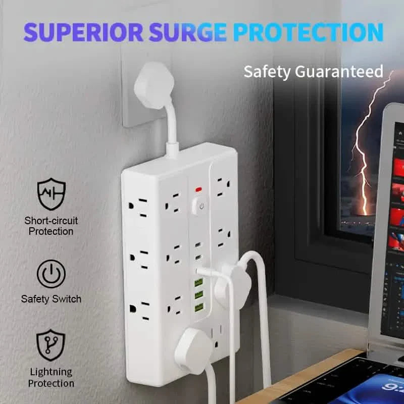 22-in-1 Multi-Functional Power Strip – 16 Sockets, 3 USB-A & 3 USB-C